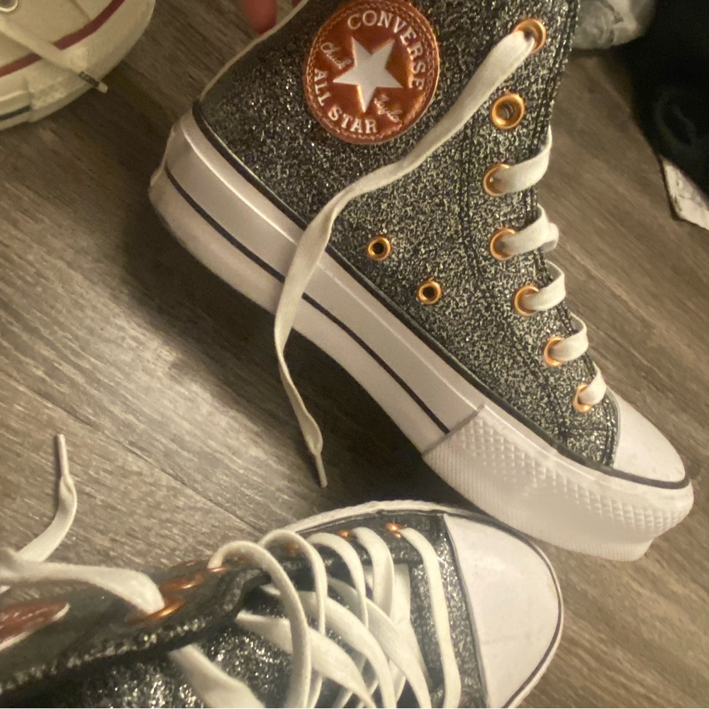 Metallic Glitter High Top Platform Chuck Taylors
